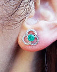 Round cut emerald earrings