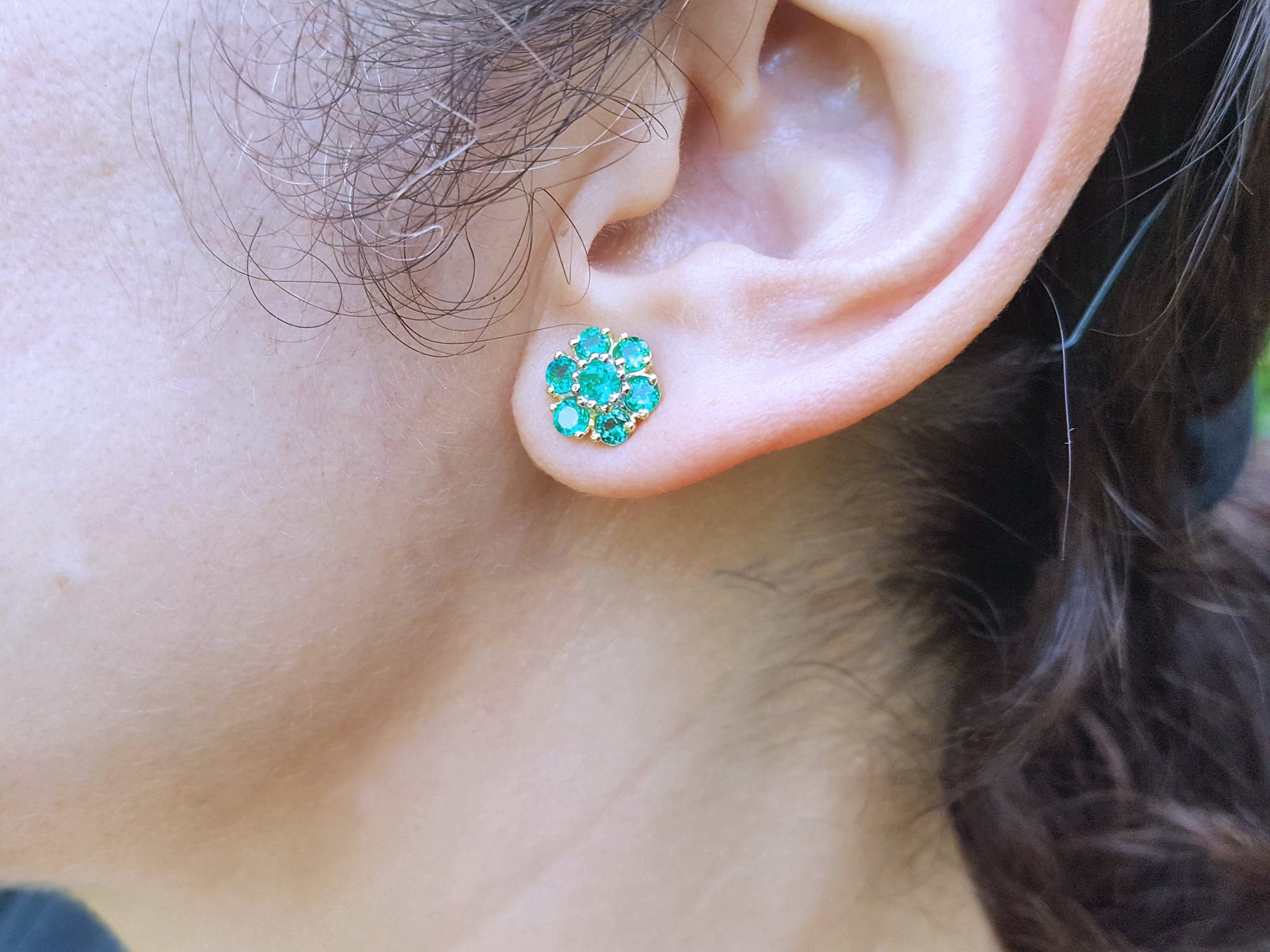 Emerald jewelry cluster earrings