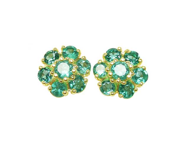 Emerald cluster earrings