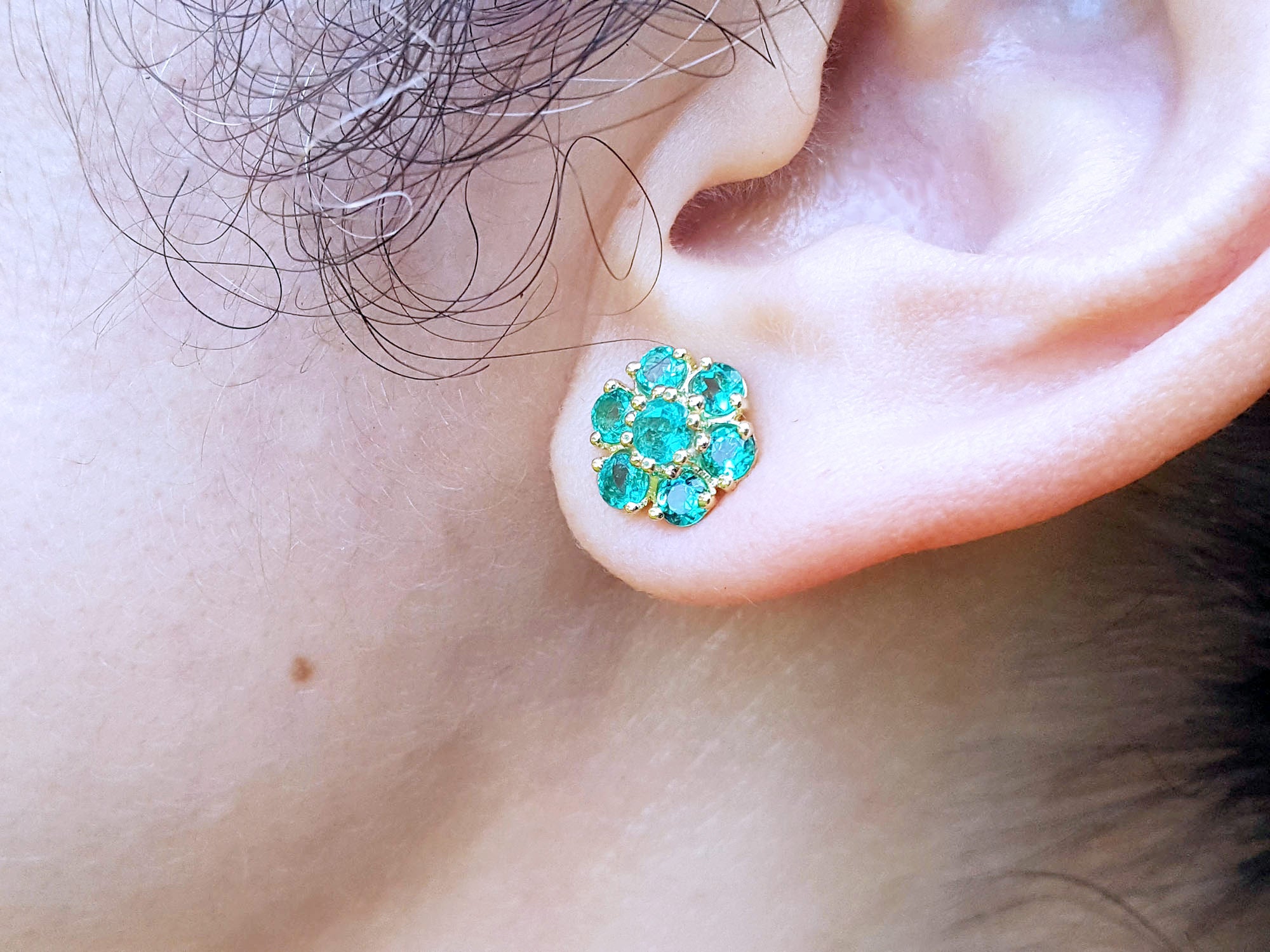 Moter&#39;s Day Emerald cluster earrings