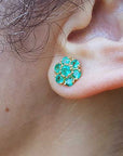 Real emerald cluster earrings
