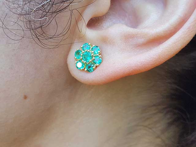 Colombian emeralds cluster earrings