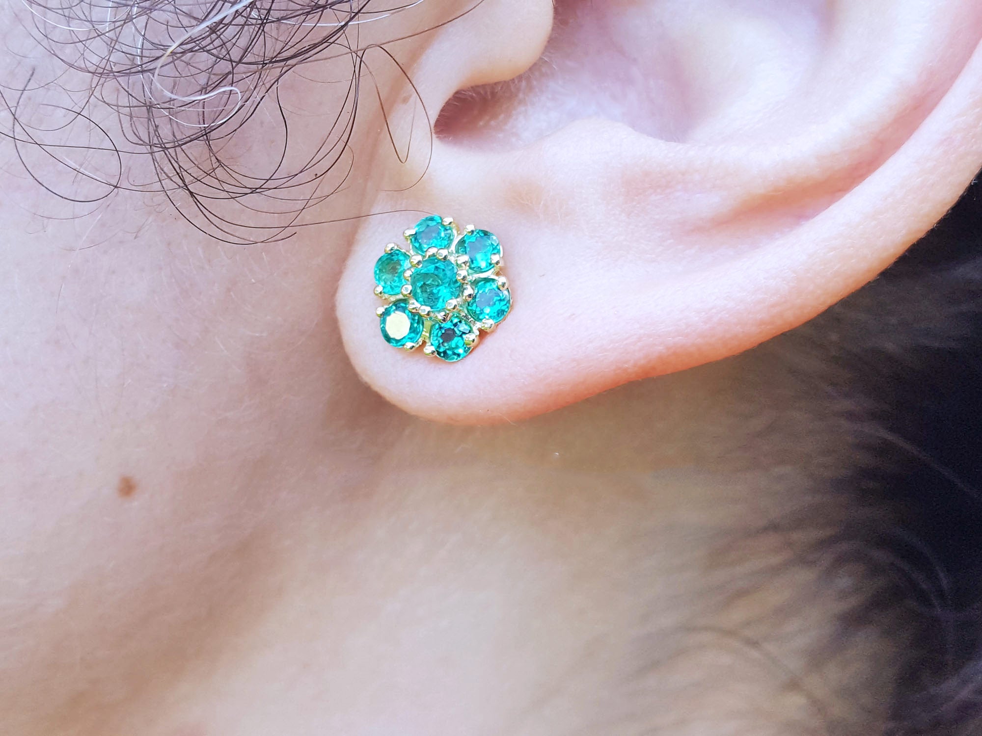May&#39;s birthstone Emerald cluster earrings