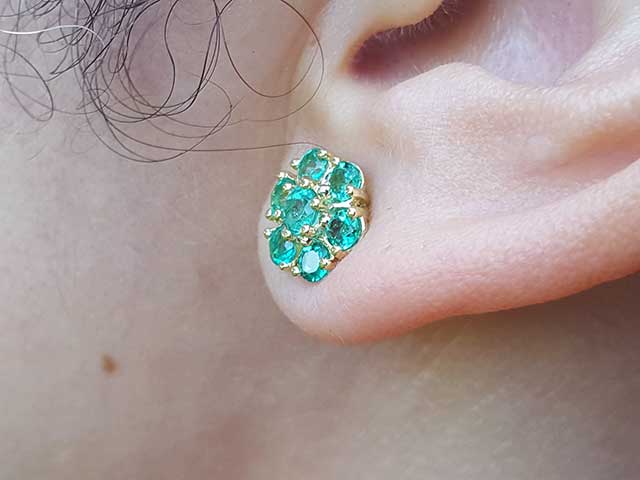 Emerald May birthstone cluster earrings