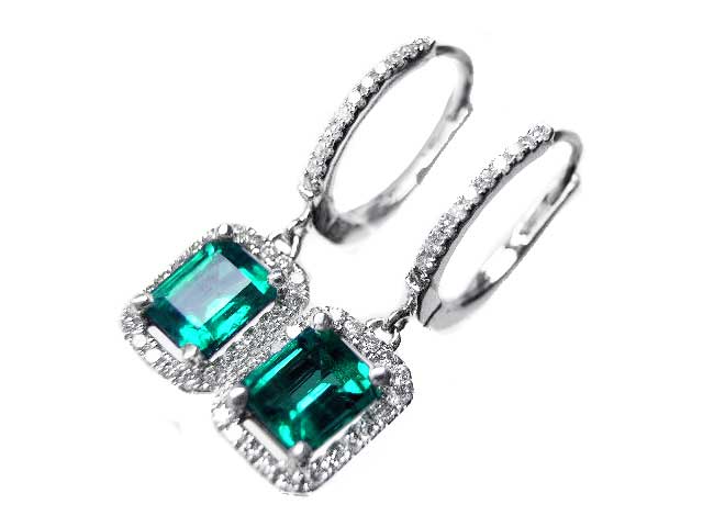 Halo emerald dangle earrings