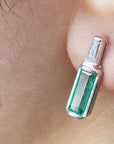 Green fire emerald baguette earrings