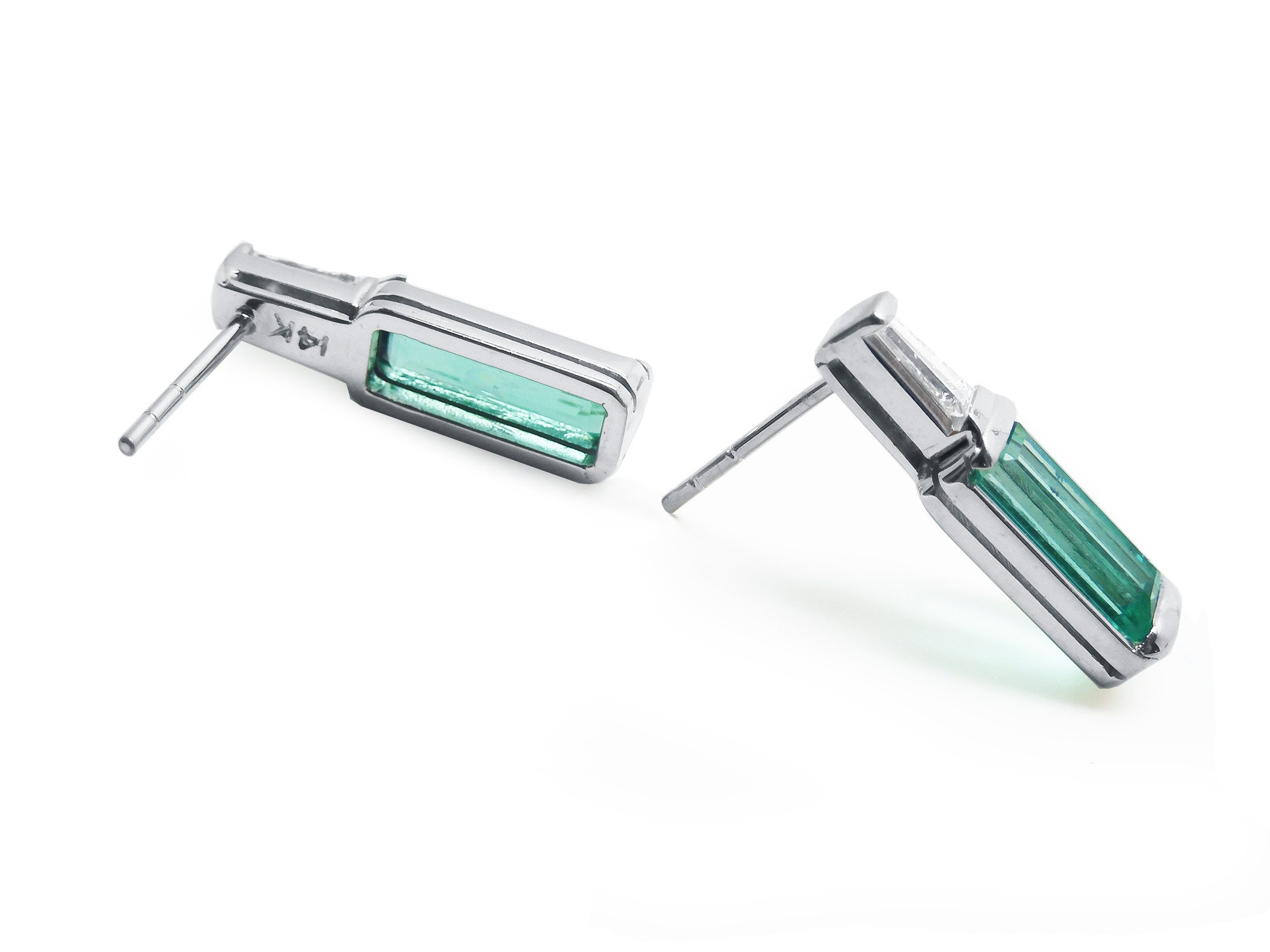 Muzo Colombian Baguette emerald stud earrings