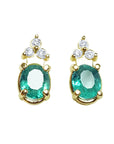 Oval shaped emerald stud earrings