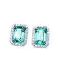 Real emerald-cut emerald stud earrings