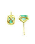 Green fire emerald and diamond stud earrings