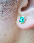 Solid  gold emerald stud earrings