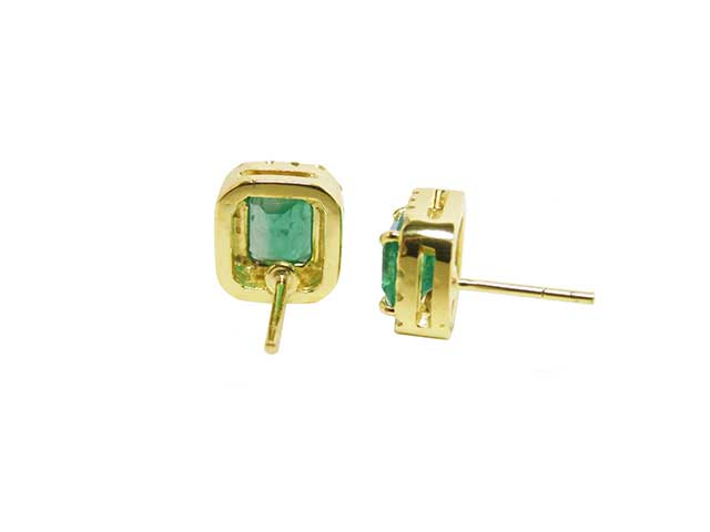 Real emerald and gold earrings
