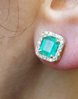 Authentic Colombian emerald stud earrings
