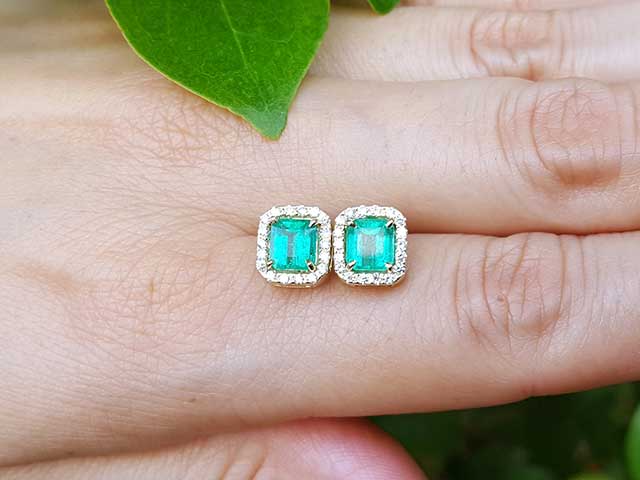 Emerald jewelry earrings hand made in USA