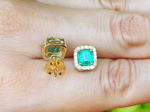 Emerald stud earrings for sale