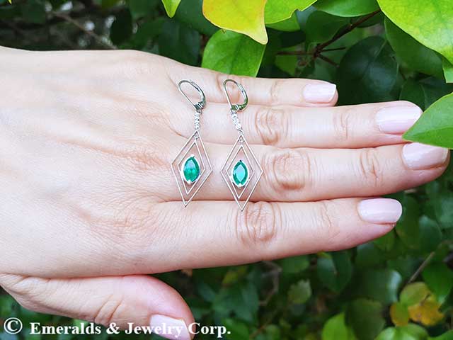 May birthstone emerald earrings