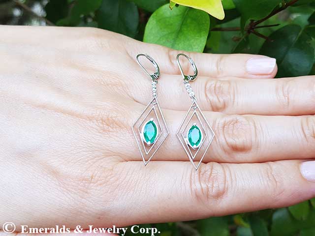 Emerald and diamond earrings for sale