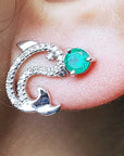 Dolphine earrings with emeralds