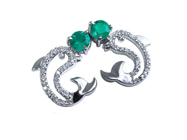 Real Colombian emerald dophine earrings