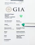 GIA report of a heart cut natural colombian emerald F1.