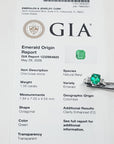 GIA emerald origin report with a loose emerald stone and its appraisal.