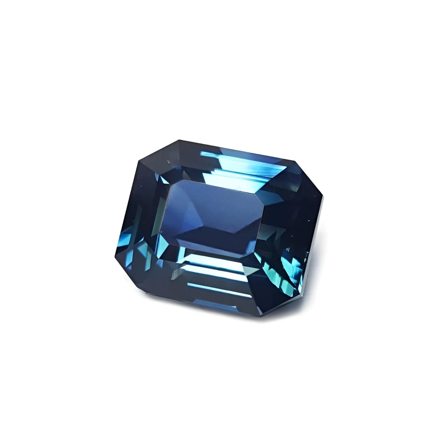 6.07 ct GIA certified natural untreated rectangular emerald-cut blue-green sapphire.