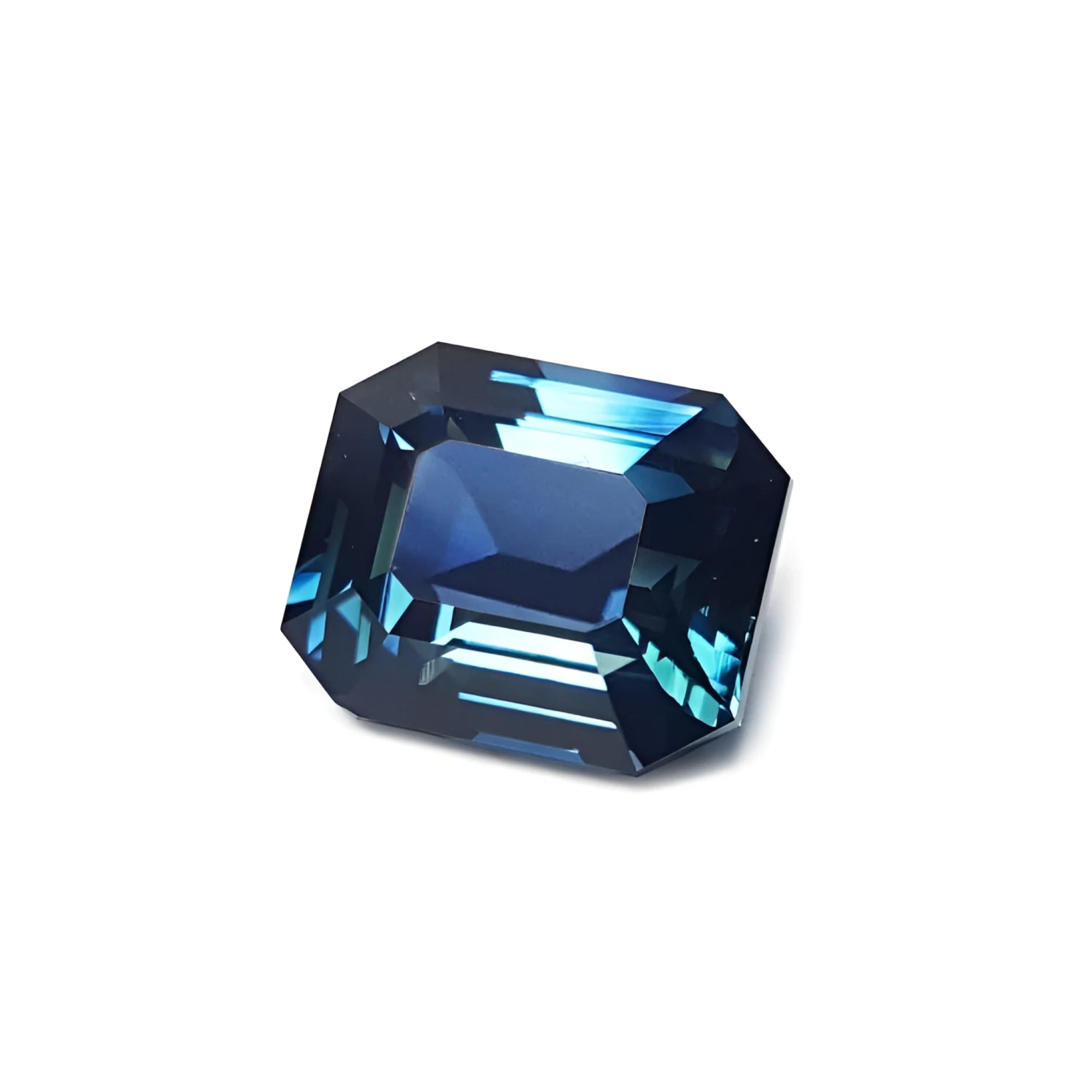 6.07 ct GIA certified natural untreated rectangular emerald-cut blue-green sapphire.