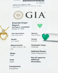 GIA report of a natural colombian emerald heart cut 5.01 ct.