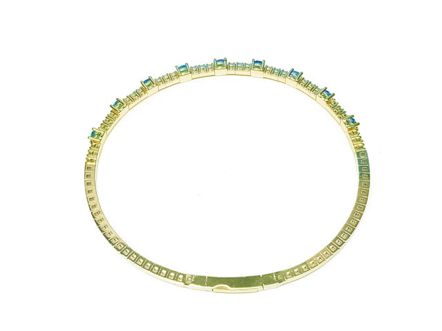 14K Solid white gold emerald bracelet