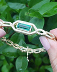 Emerald-cut real Colombian emerald bracelet