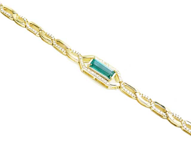 Emerald and diamond bracelet for women