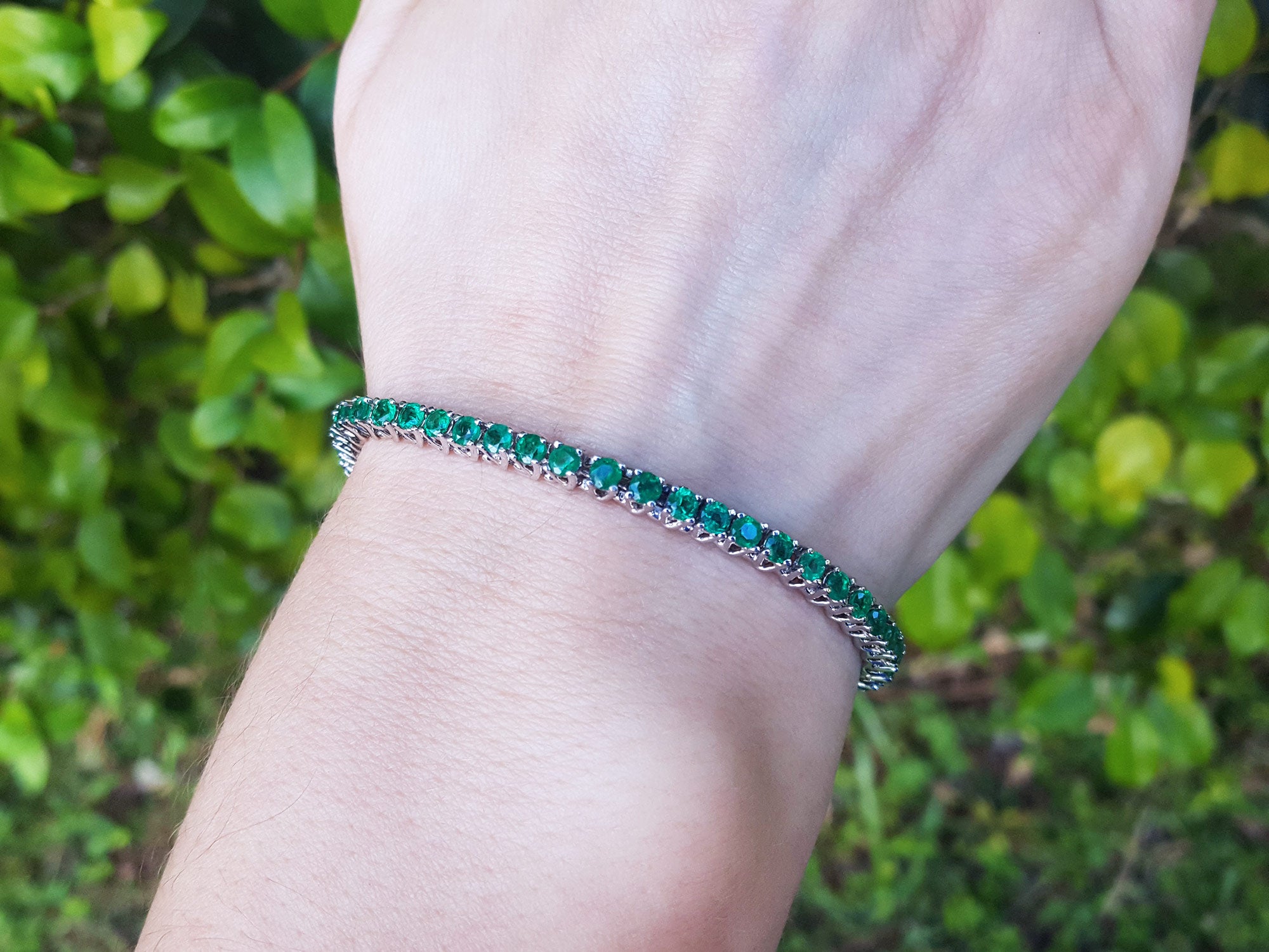 Round ct Emerald tennis bracelets for women