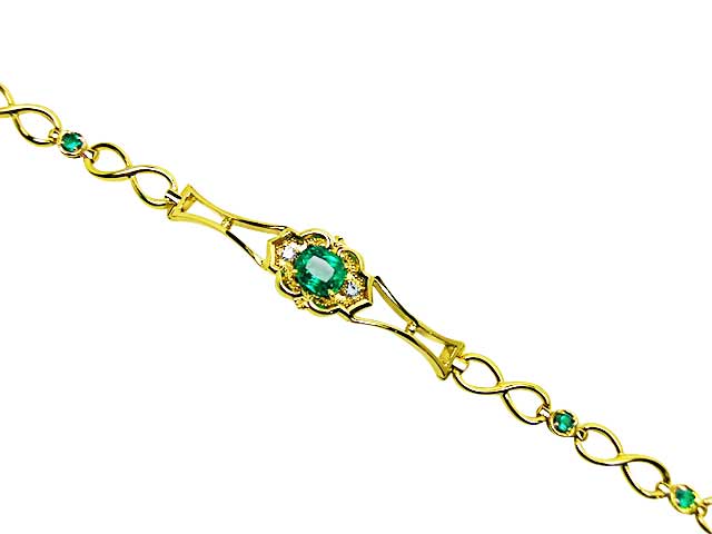 Deep green Colombian emeralds bracelet