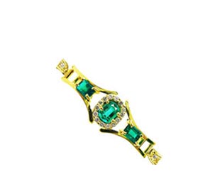 Halo emerald and diamond bracelet