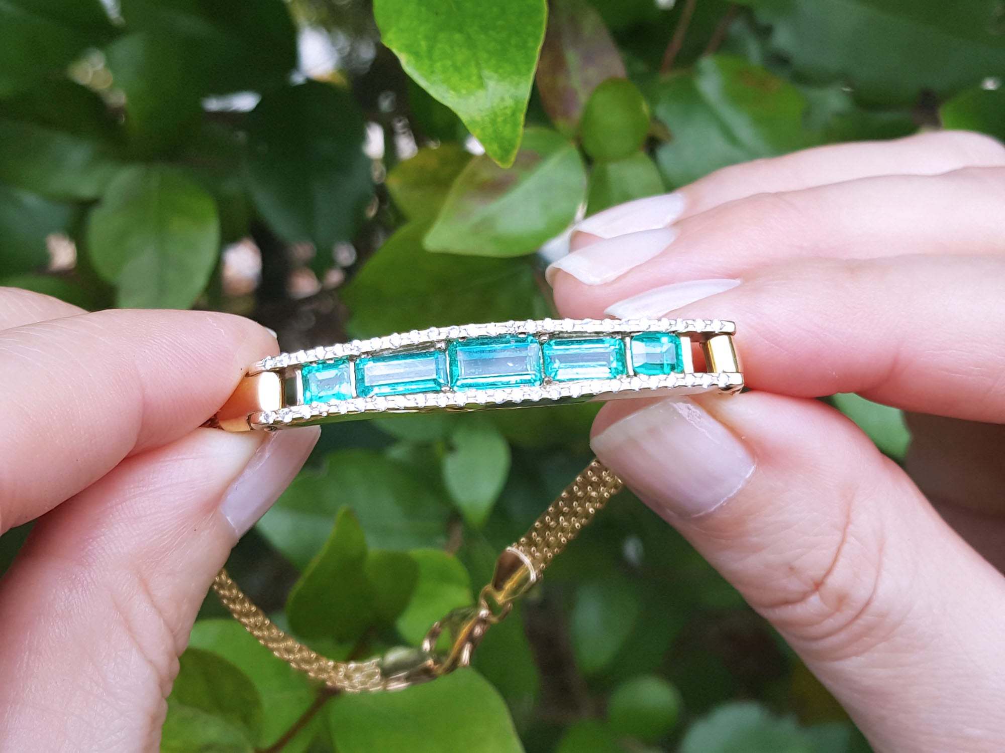 Five stone Emerald bracelets for sale