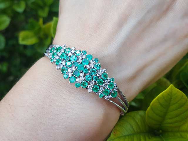 Real Colombian emerald bangle bracelet