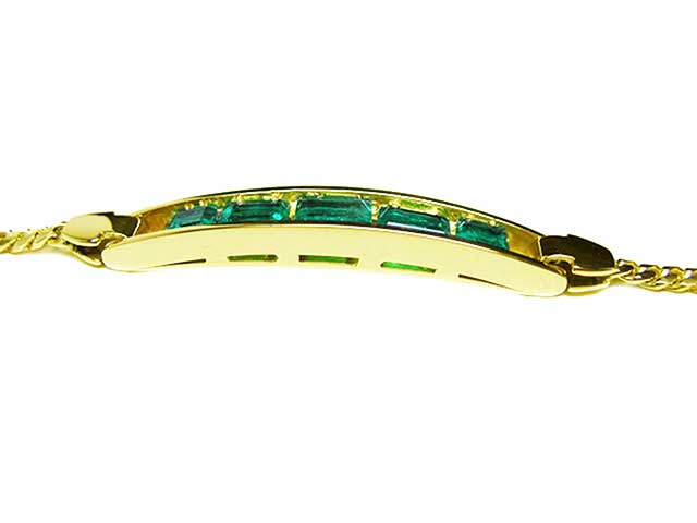 Hand made solid gold emerald bracelet