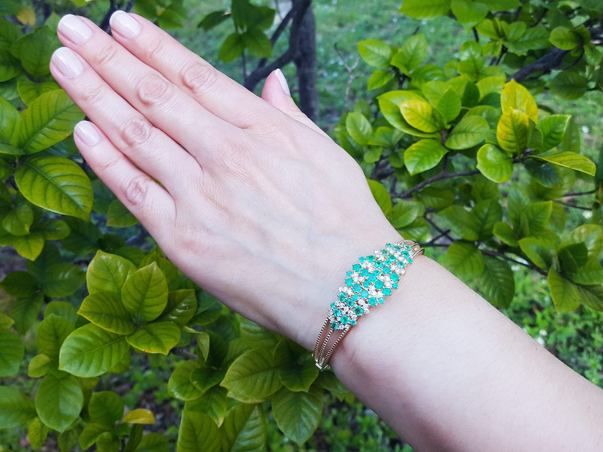 Real Muzo Colombian emerald bangle bracelets in USA