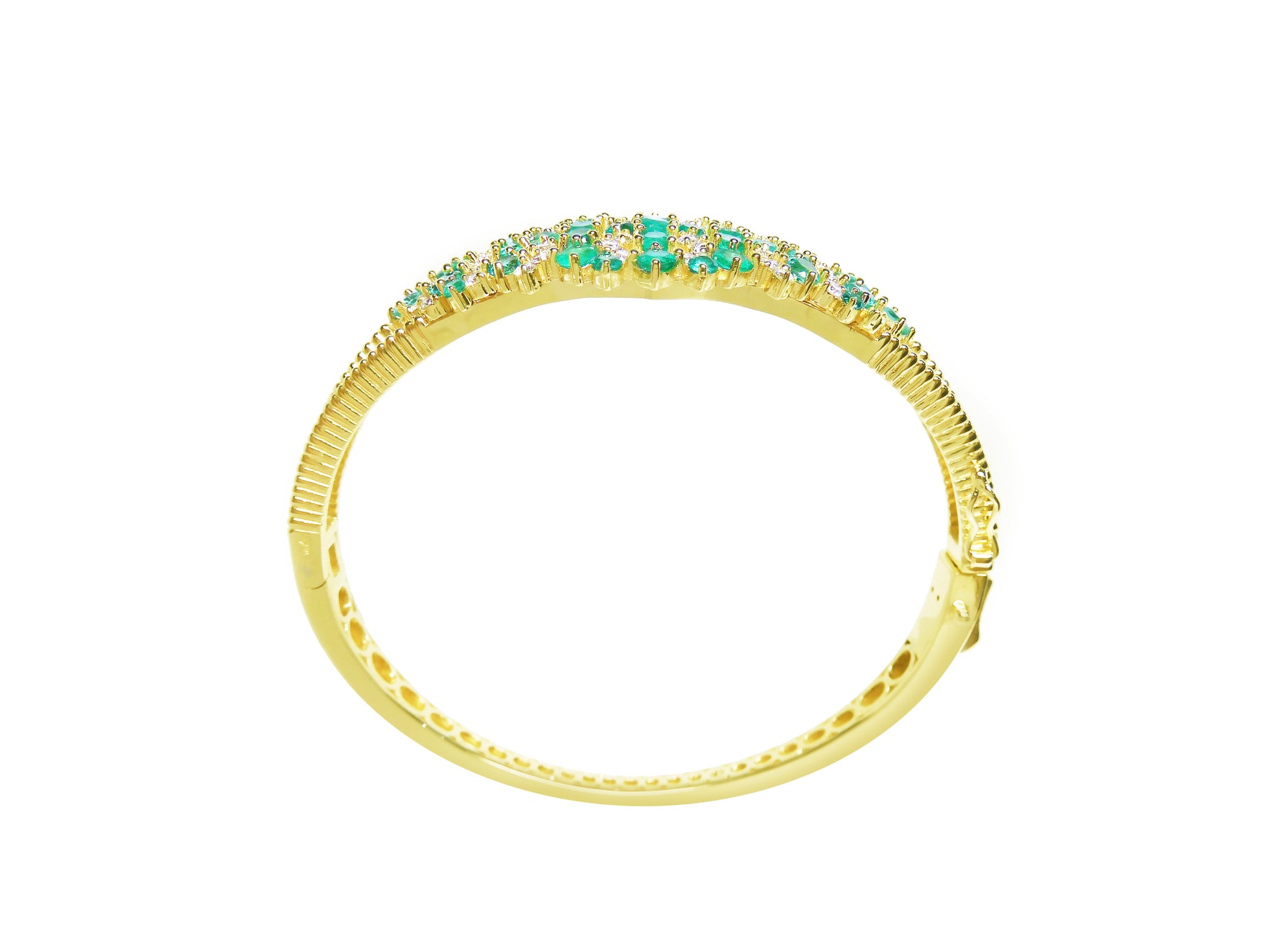 14k yellow gold emerald bangle bracelets