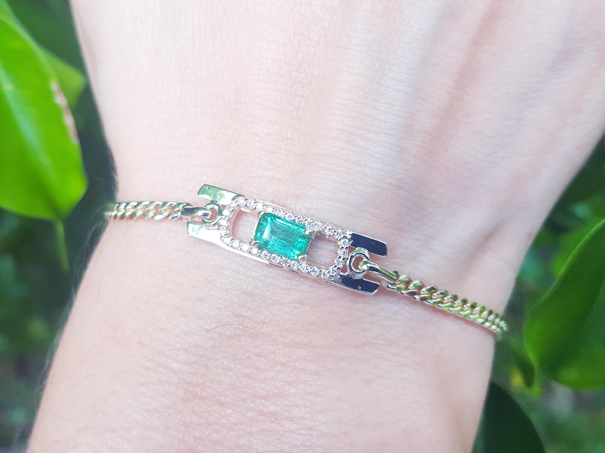 Emerald and diamond bracelets