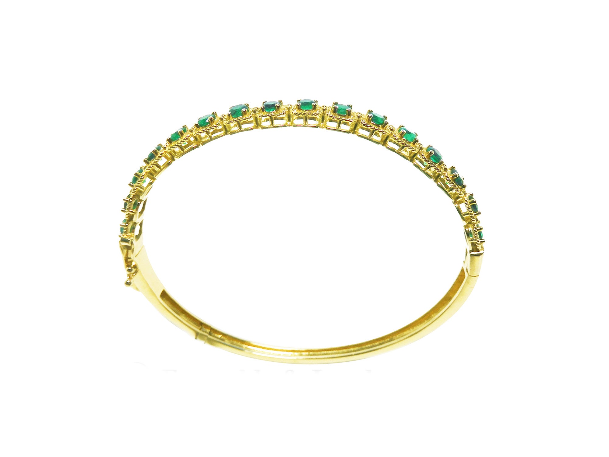 14k yellow gold emerald bangle bracelets