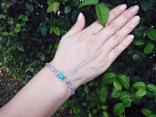 Real Colombian emerald bracelet paper clip
