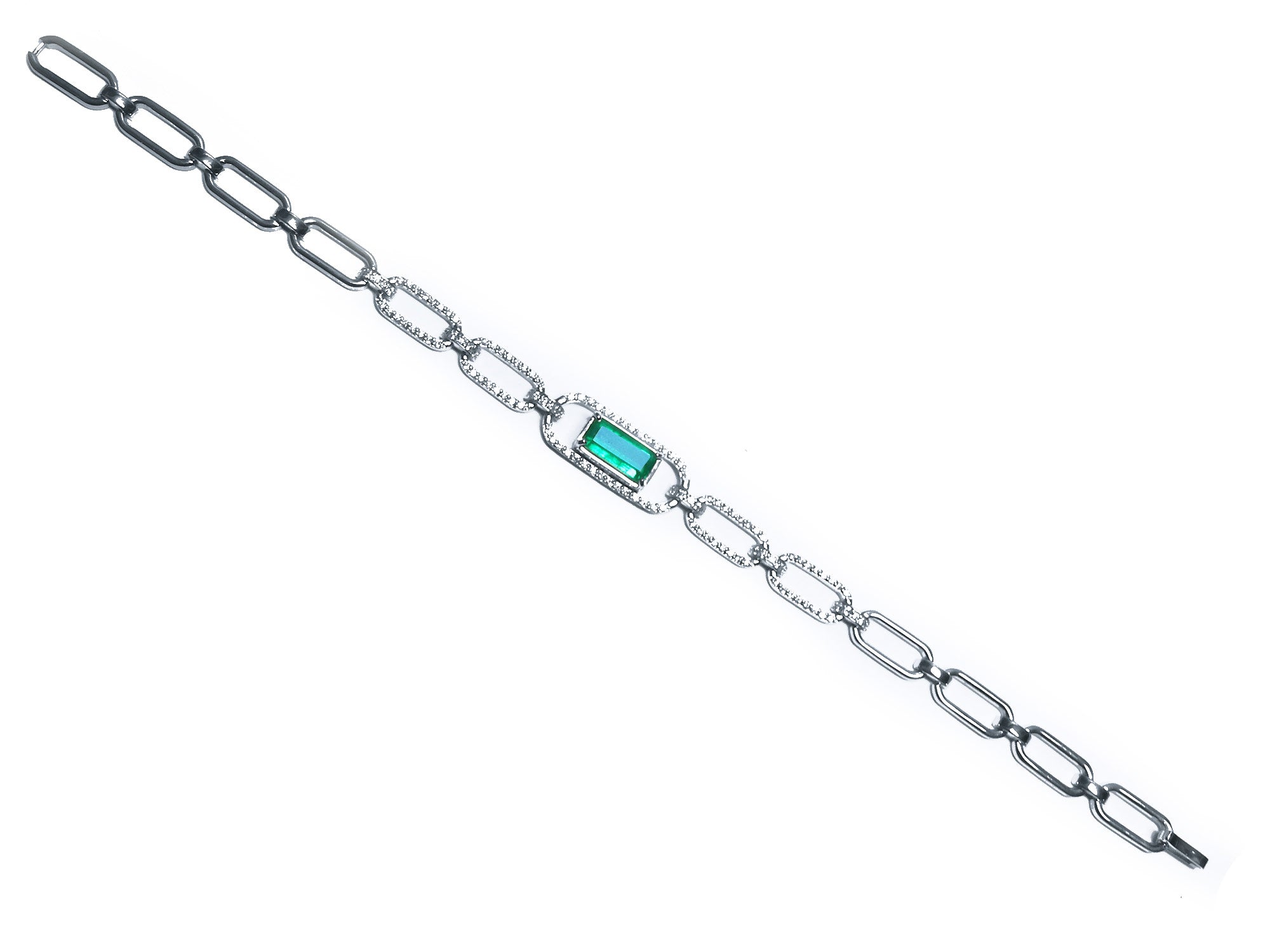 Colombian Paper clip emerald bracelet for sale in USA