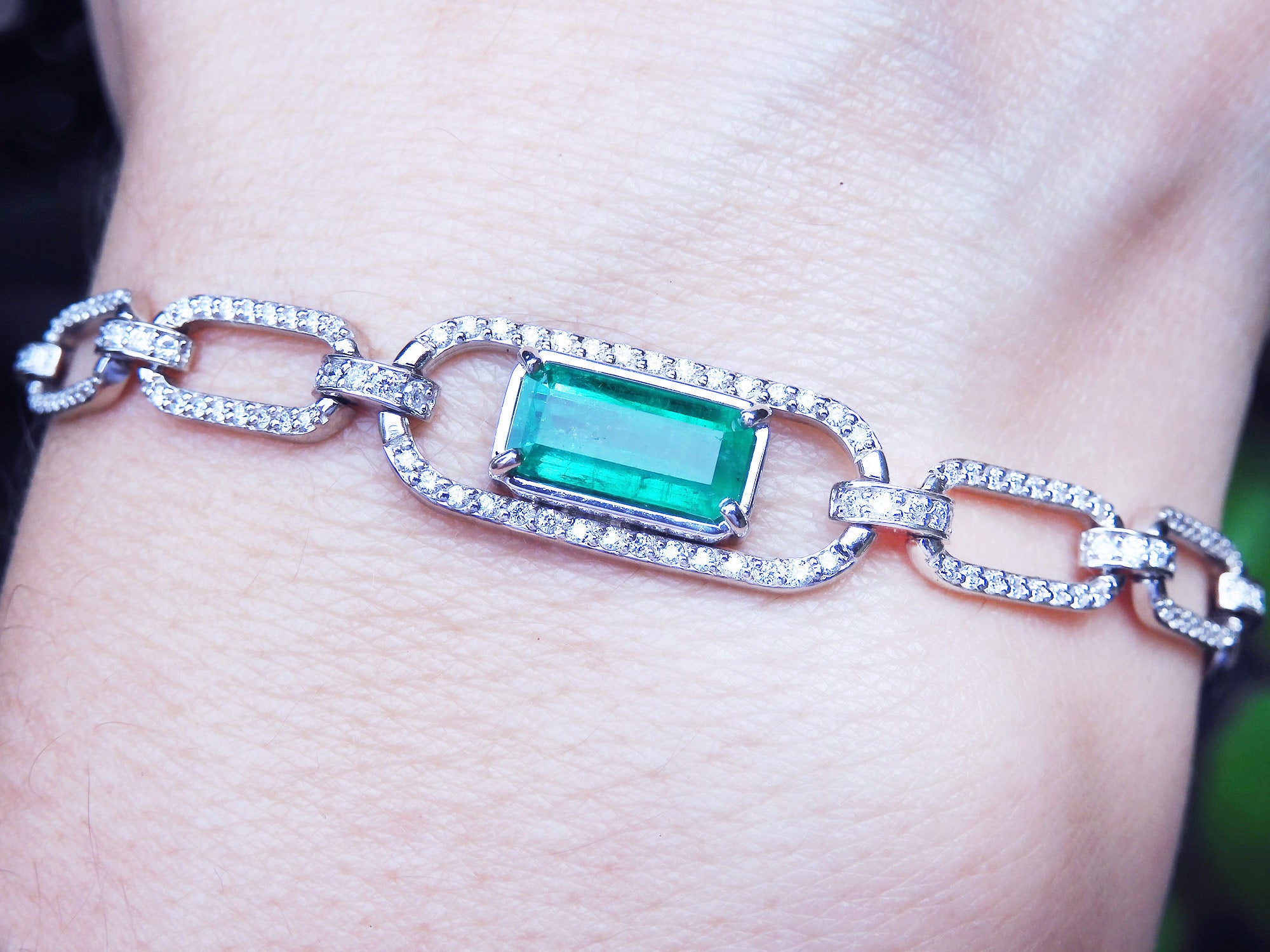Women's emerald bracelets paperclip