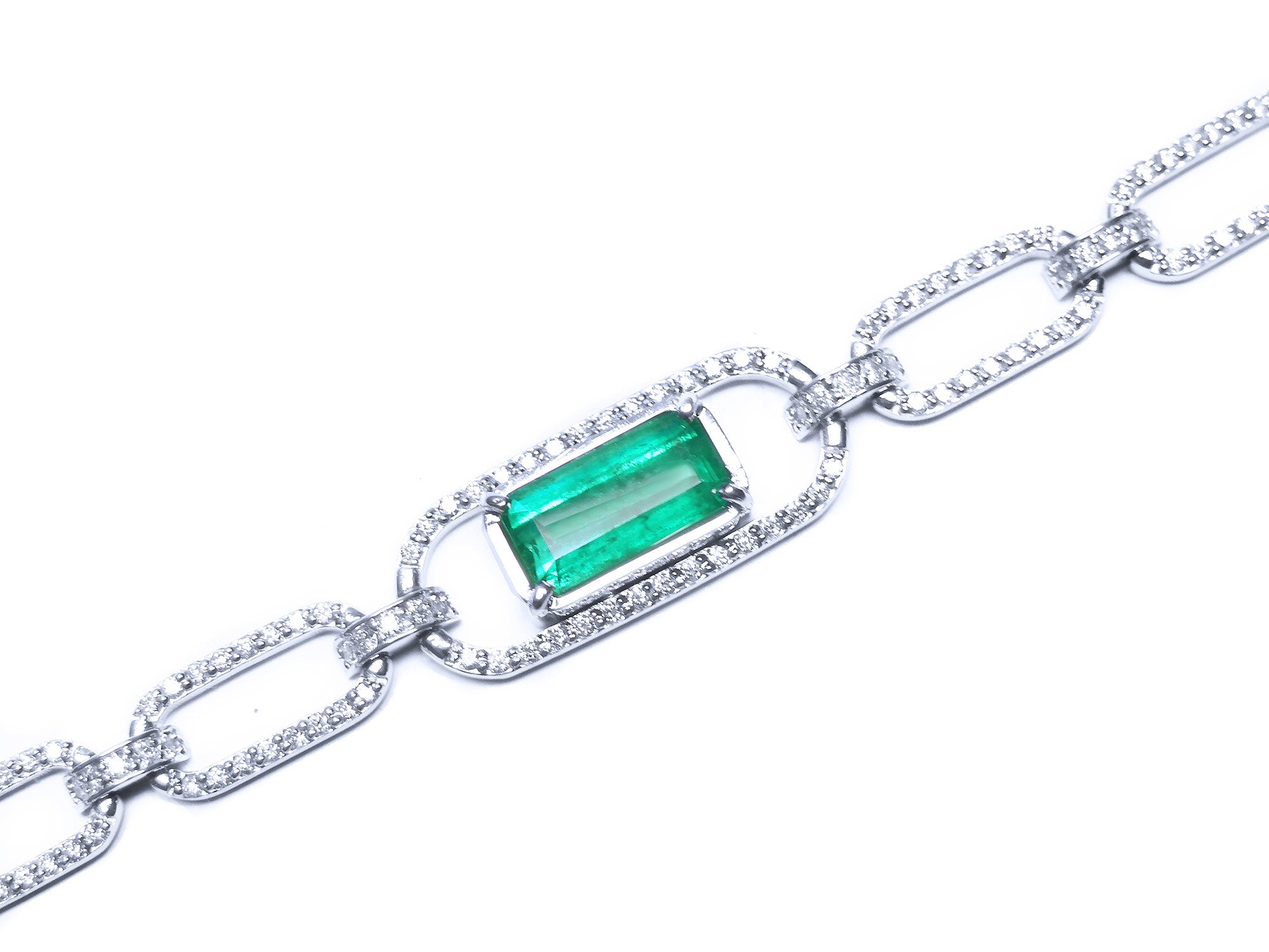 Paper clip emerald bracelets for women