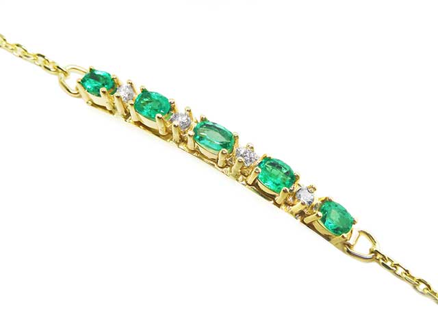 Emerald top bar bracelet for women