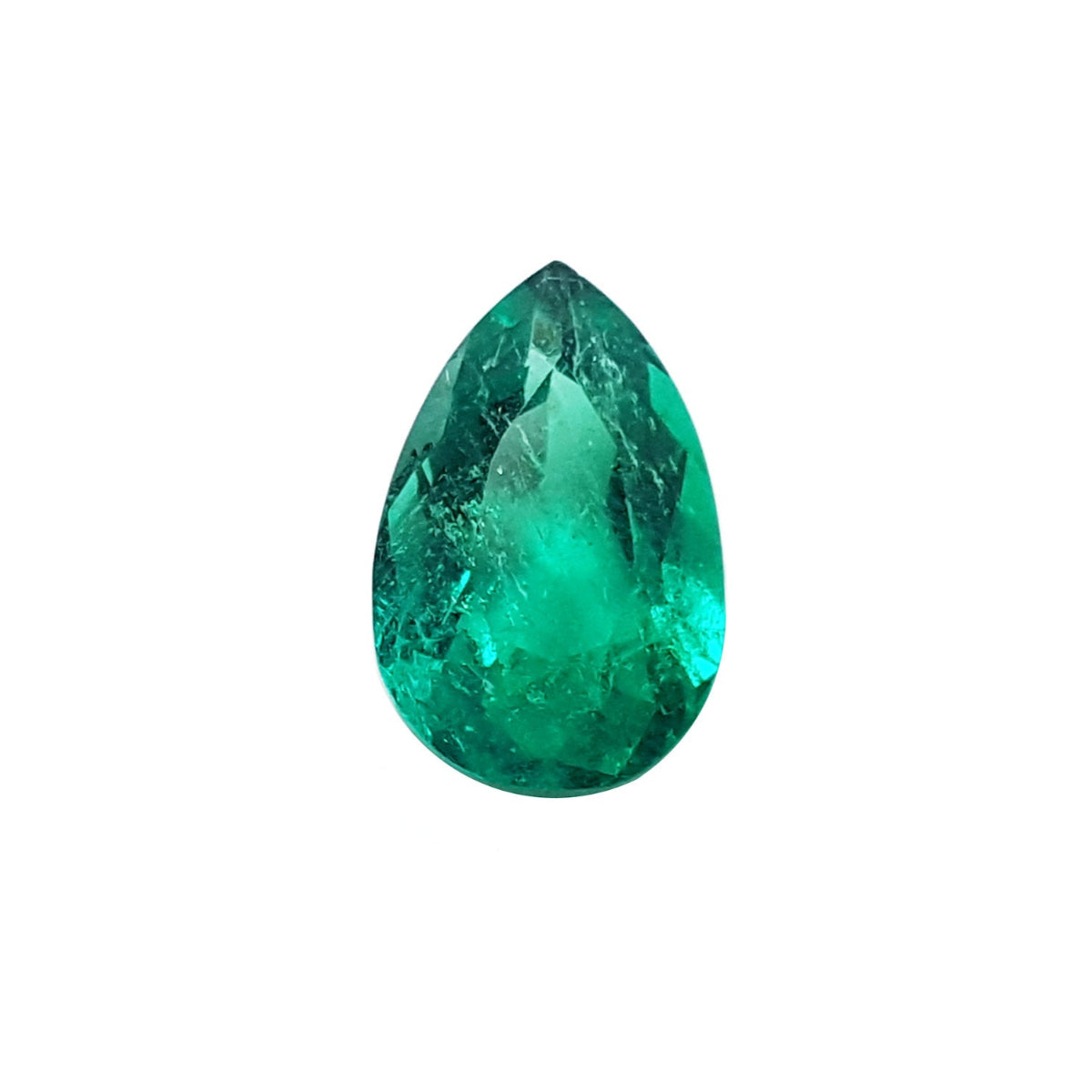 Natural pear shaped Colombian emerald