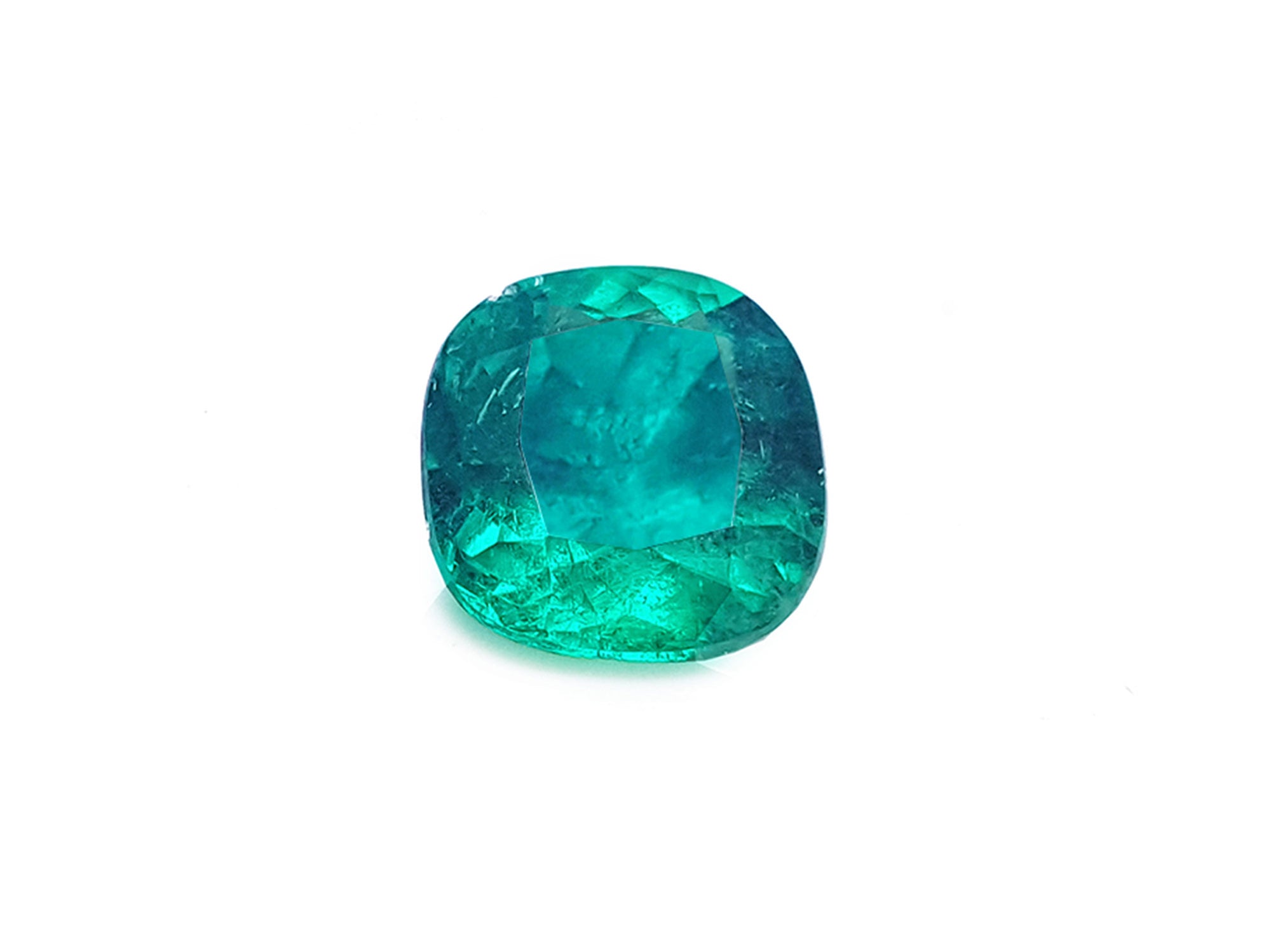 GIA certified cushion cut Colombian emerald