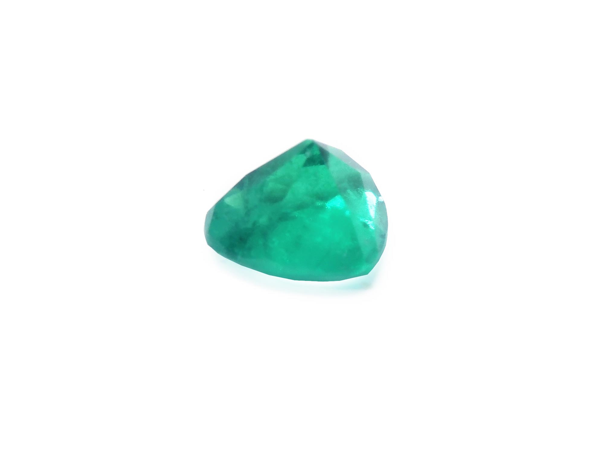1.26 ct. High quality heart shaped genuine Colombian emerald vibrant bluish green
