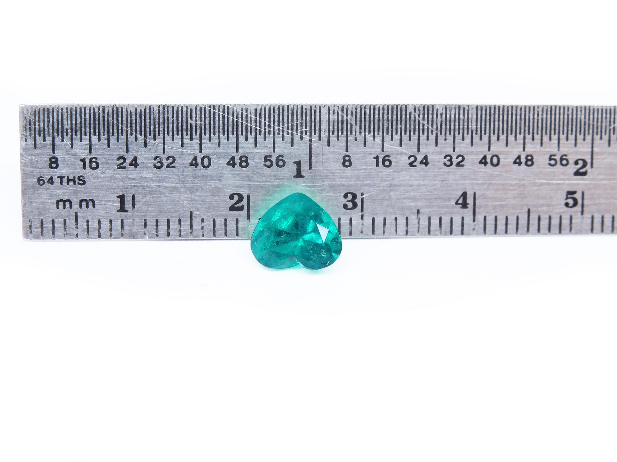 1.26 ct. High quality heart shaped genuine Colombian emerald vibrant bluish green